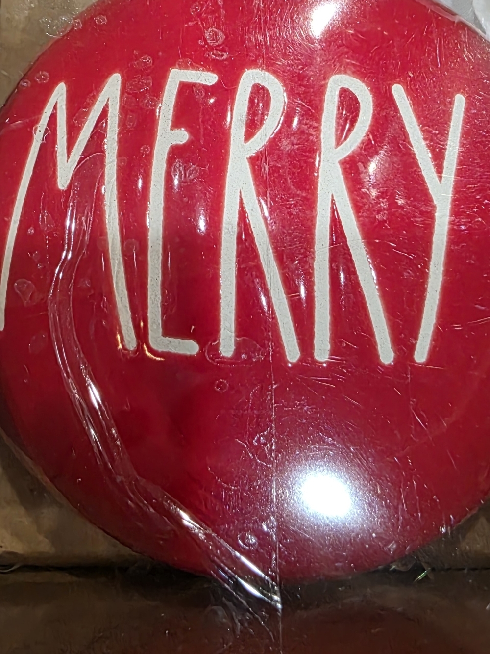 Rae Dunn Red "Merry" & "Bright" Glass Ornament Duo - Picture 3 of 3